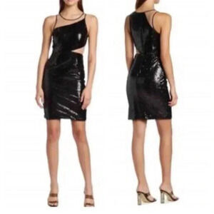NWT TOCCIN NY Black Sequin Cutout Mesh Sleeveless Mini Cocktail Dress (4)